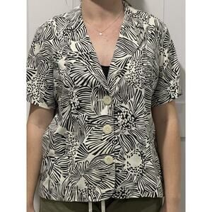 Retro Prophecy Women's Shirt Shacket Vintage Sag Harbor Black And White Size L